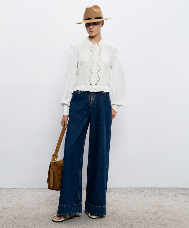 Twinset Блуза кольору айворі з вишивкою 262TP2250 зображення 2