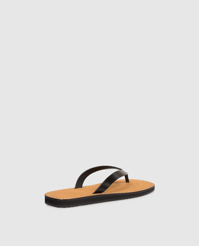 The Row Черные кожаные шлепанцы City Flip Flop F1388L60C
