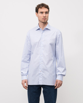 ISAIA Синяя рубашка в клеточку IM10TCKM496