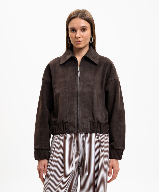 Babe Pay Pls Коричневая замшевая укороченная куртка 2523SUEDE изображение 3