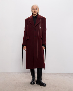 Ann Demeulemeester Бордовое пальто Aldina с шерстью B0014262FA510