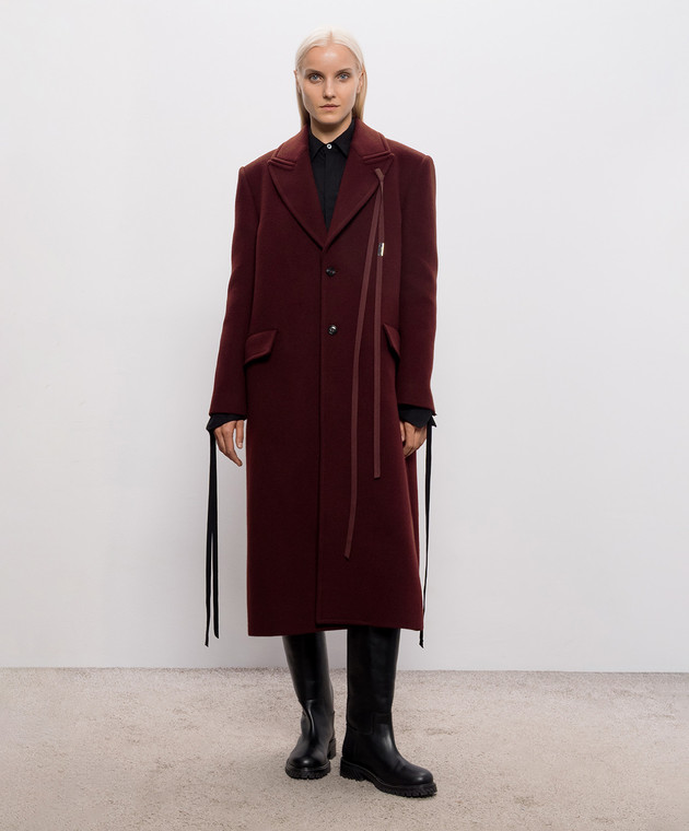 Ann Demeulemeester Бордовое пальто Aldina с шерстью B0014262FA510 изображение 3