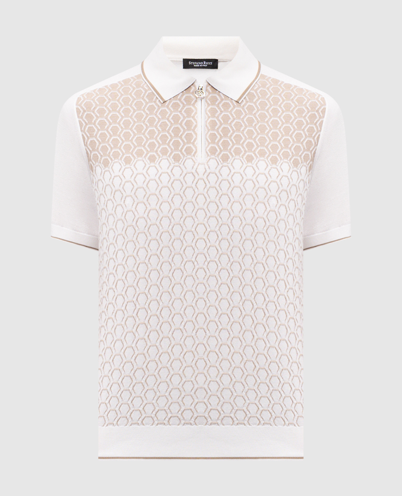 Белое поло с шелком