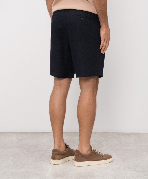 Trussardi Синие шорты из льна P025M000117NMP312T38 изображение 4
