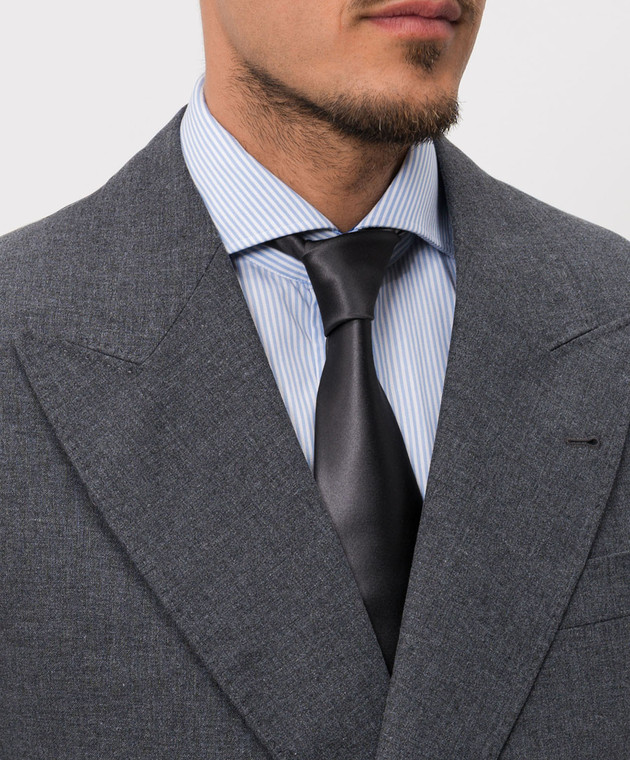 Brunello Cucinelli Серый галстук с шелком MR8130018P изображение 2