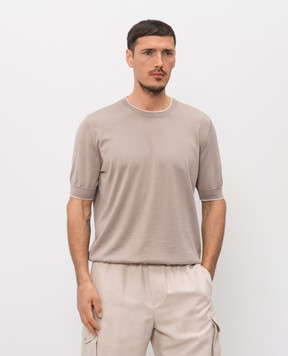Brunello Cucinelli Бежевая футболка из хлопка M29805200