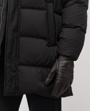 Trussardi Коричневі шкіряні рукавички з емблемою E302X000003NMG001L40