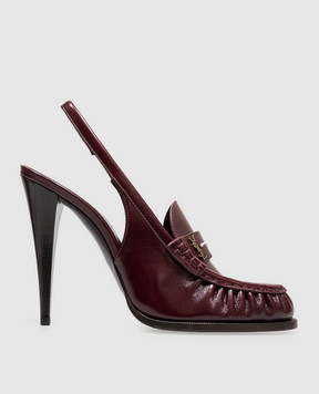 Saint Laurent Бордові шкіряні слінгбеки LE LOAFER A001EHAAGXE