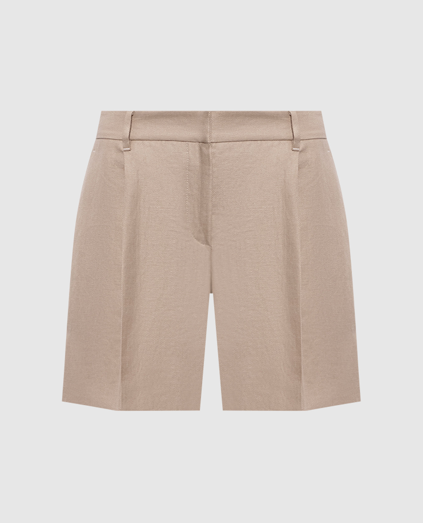 

Бежевые шорты из льна с цепочкой мониль, Бежевый, Шорты