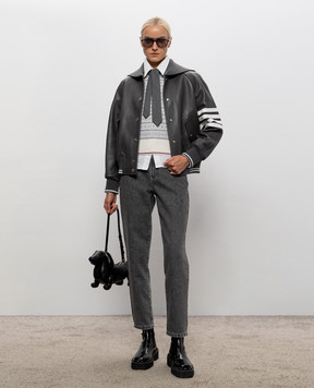 Thom Browne Серая кожаная куртка FOR133XL0149