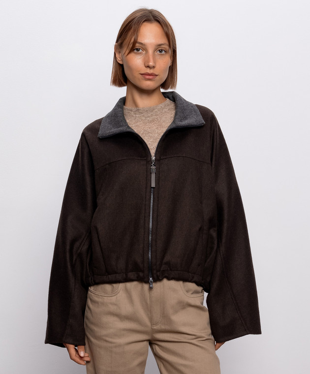 Brunello Cucinelli Коричневая куртка из шерсти MP565B3F06 изображение 3