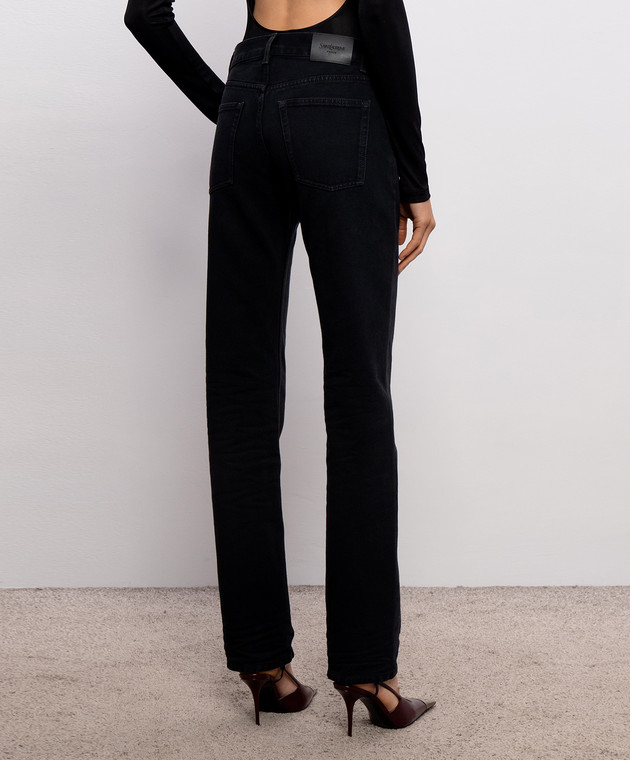 Saint Laurent Черные джинсы с логотип патч 827965Y29WB изображение 4