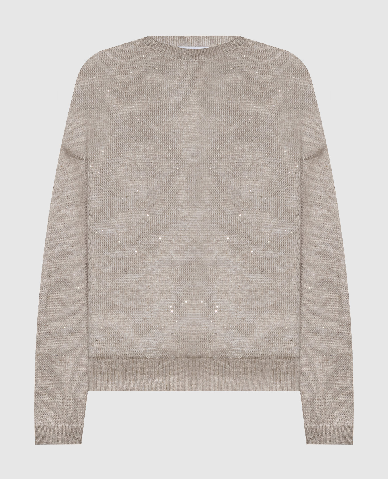 Коричневый джемпер из льна с пайетками