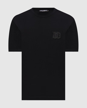 Dolce&Gabbana Чорна футболка з нашивкою монограми G8PV1ZG7P3N