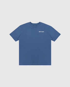 Palm Angels Дитяча синя футболка з принтом логотипа PBAA003S26JER002