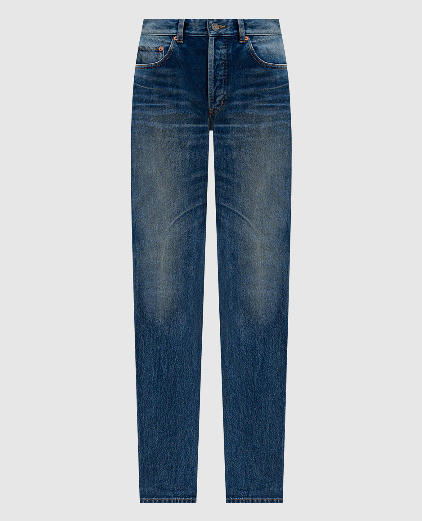 

Синие джинсы с эффектом потертости, Синий, Зауженные джинсы