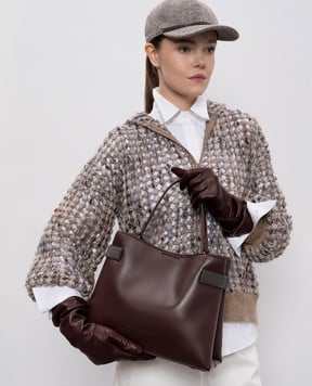 Brunello Cucinelli Бордова шкіряна сумка Essence MBTKD2503