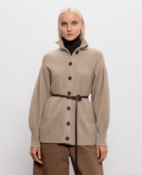 Brunello Cucinelli Коричневий кардиган з поясом M16750836