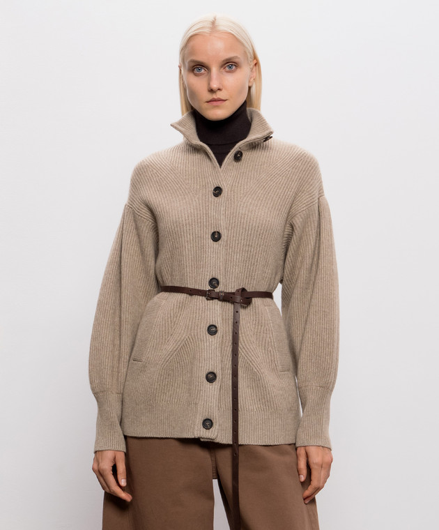 Brunello Cucinelli Коричневый кардиган с поясом M16750836 изображение 3