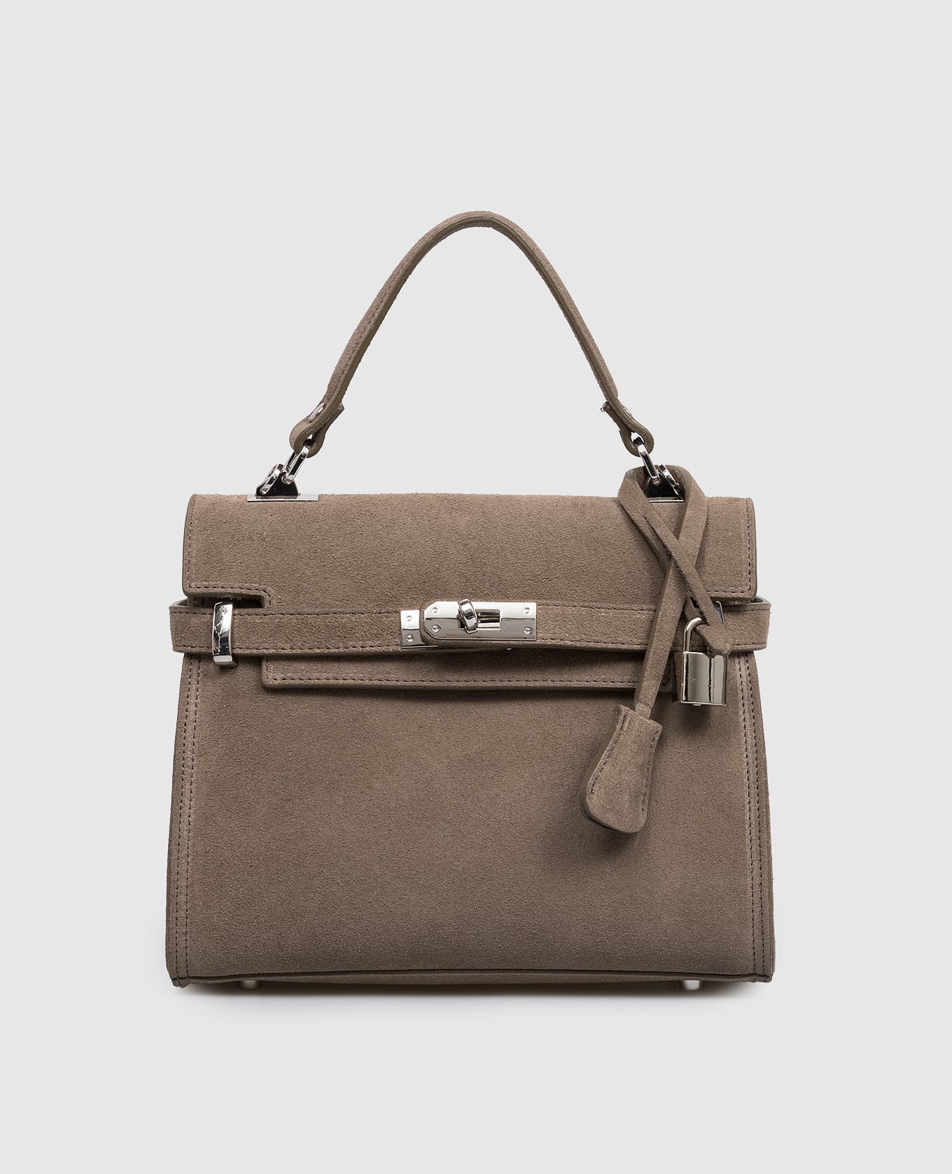 Коричневая замшевая сумка-сетчел SUEDE