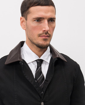 Brunello Cucinelli Чорна краватка із шовку в смужку MR8450018