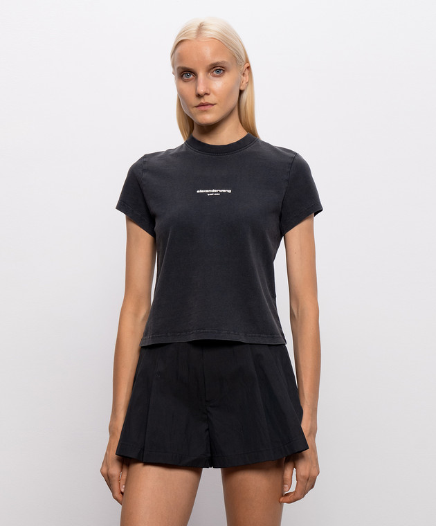 Alexander Wang Черная футболка с фактурным логотипом 1CC3261302 изображение 3