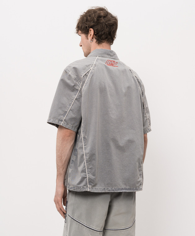Off-White Серая рубашка с вышивкой логотипа 44XGG01IS26F001 изображение 4