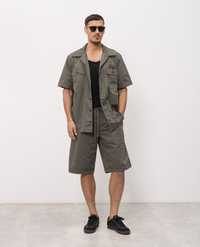 Dolce&Gabbana Сорочка кольору хакі з нашивкою логотипа G50E3TFU5YP