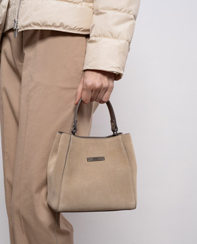 Peserico Бежевая замшевая сумка с брендовым патчем A38374C0CC757