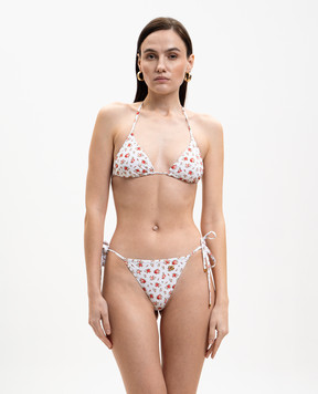 Dolce&Gabbana Білий купальник в принт у вигляді троянд O8A02JON0D1