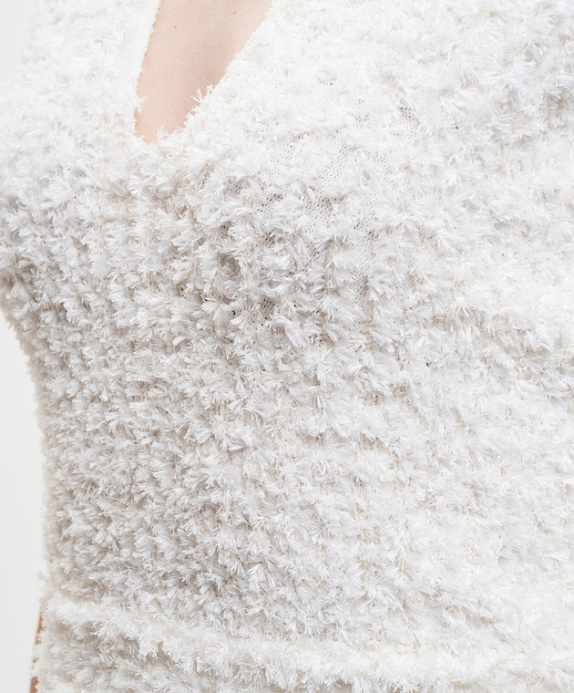 Balmain Твідова сукня кольору айворі GF0R7485KJ89 зображення 5