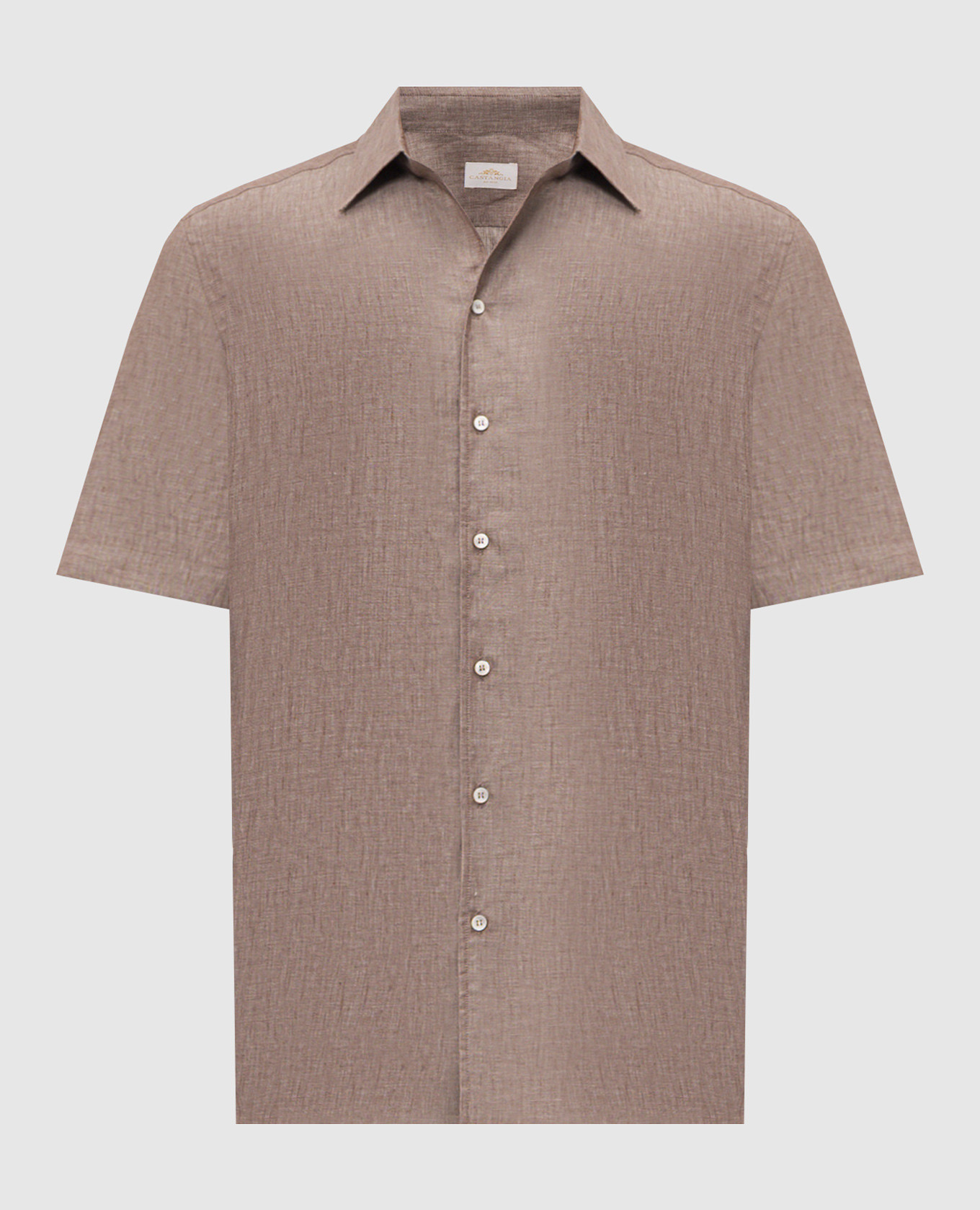 Коричневая рубашка из льна