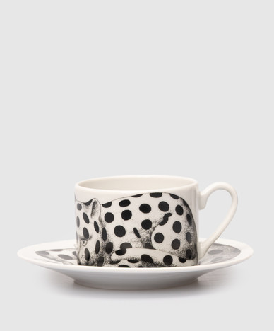 Белый фарфоровый набор для чая High Fidelity Quadrettato с чашкой и блюдцем