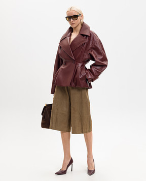 Balenciaga Бордовая кожаная двубортная куртка-тренч 871975TUS11