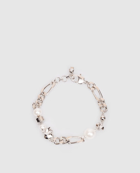 Alexander McQueen Серебристый браслет-цепочка с черепами 836792J16PA