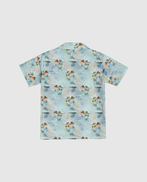 Palm Angels Детская голубая рубашка в принт PBDX001S26FAB001