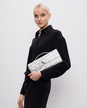 Bottega Veneta серебристый кожаный клатч Andiamo 741511V5XF1