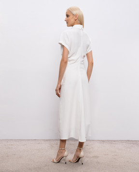 Brunello Cucinelli Белое платье с леном с цепочкой мониль MH126A5426