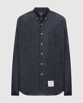 Thom Browne Синяя джинсовая рубашка с нашивкой MWL435SF1105