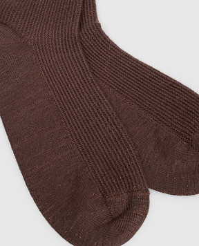Brunello Cucinelli Коричневые носки с люрексом MAZ225949P