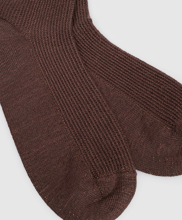 Brunello Cucinelli Коричневые носки с люрексом MAZ225949P изображение 2