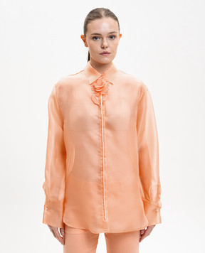 David Koma Помаранчева блуза із шовку з квітковою аплікацією RE26DK75T