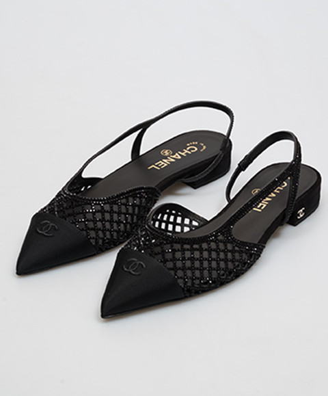 Chanel Черные слингбеки с кристаллами G47156