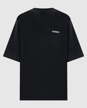 Vetements Чорна футболка з вишивкою логотипа ME76TR138BWm