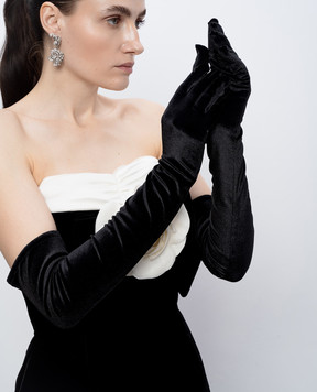Richard Quinn Чорні оксамитові поовжені рукавички із шовку RQSS26GLOVESVELVET