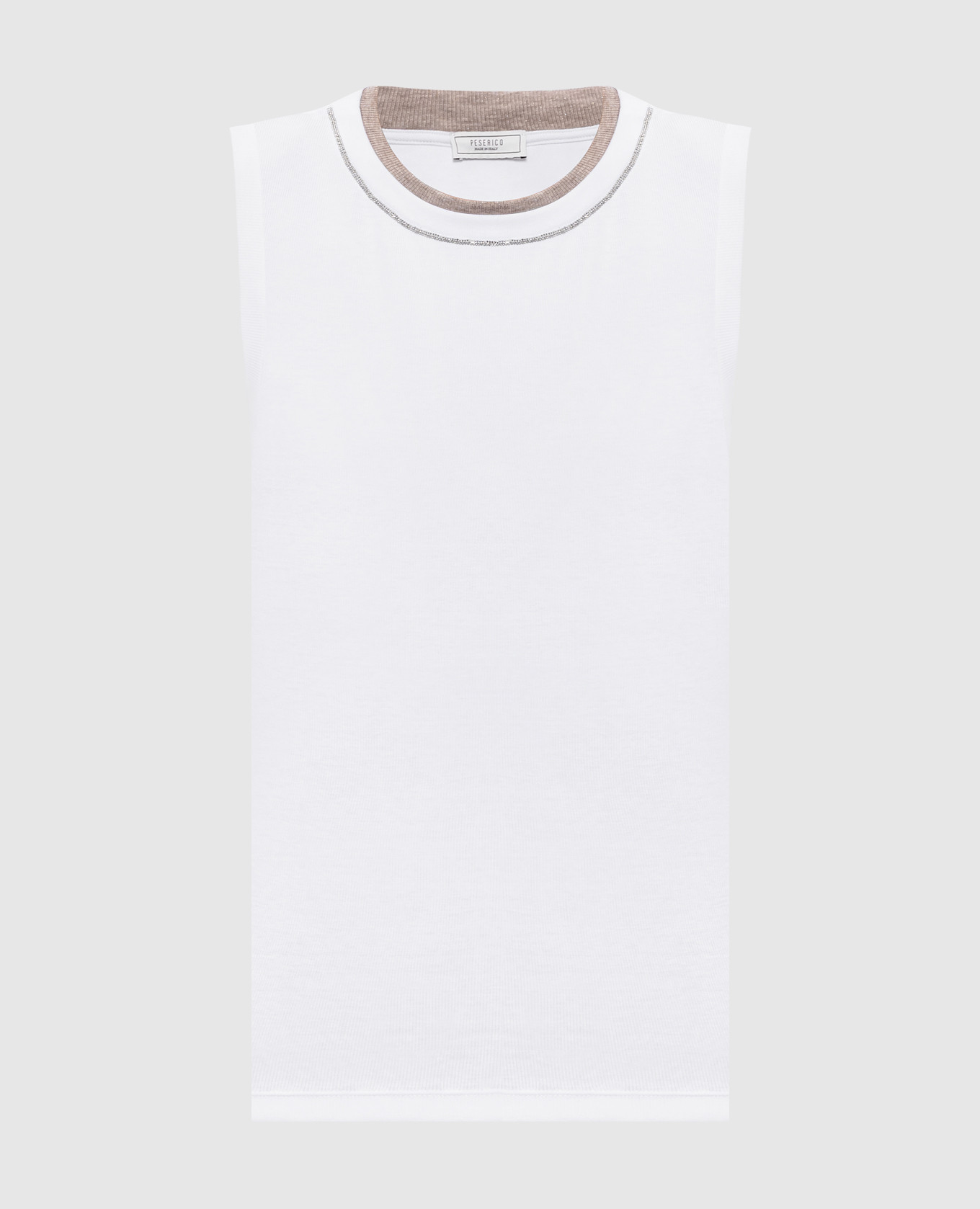 Белый топ с цепочкой мониль и люрексом