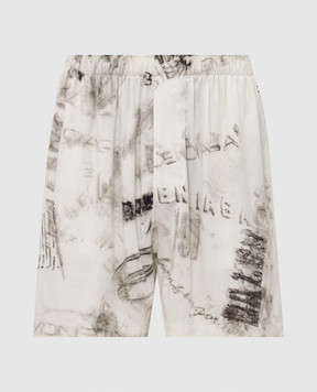 Balenciaga Шорти кольору айворі з принтом логотипа 850715TTL78