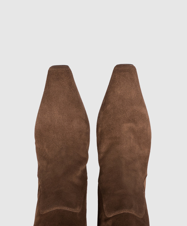 Brunello Cucinelli Коричневі замшеві чоботи з ланцюжком моніль MZSFC3353P зображення 4