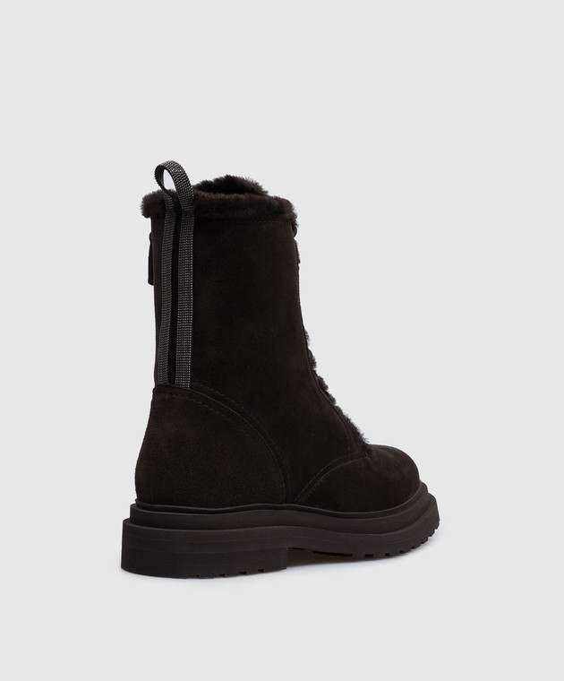 Brunello Cucinelli Коричневые замшевые ботинки на меху MZSFG3123 изображение 3
