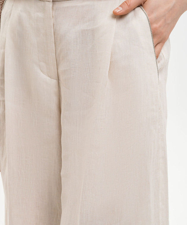 Peserico Бежеві штани з льону E0439402600 зображення 5